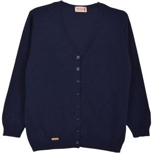 Minora Kind Gebreide Jas-Cardigan voor Meisjes- Hoogwaardige Baby Kleding- V Hals Vest- lange mouwen-Marine blauw-11/12 jaar