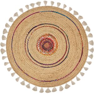 OBAKOY - Laagpolig vloerkleed - Beige - ø 140 cm - Jute