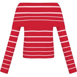 Gestreepte off shoulder top - nieuwe collectie - dames - rood - maat S/M