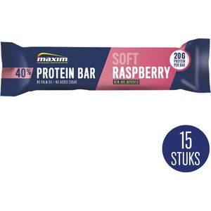 Maxim 40% Protein Bar - 15 x 50g - Low carb proteïnerepen - Sportvoeding - Soft Raspberry