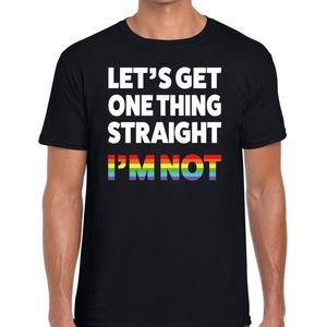 Lets get one thing straight i'm not t-shirt - gaypride regenboog t-shirt zwart voor heren - Gay pride XXL