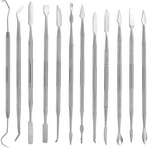 12PCS Clay Wax Carver Tools - Double Sided Stainless Steel Wax Clay Sculpting Carving DIY Tools Kit voor Sculpting - Detailing - Pottery Carving