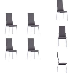 vidaXL eetkamerstoelen set - grijs kunstleer - 54x43x100 cm - stabiel - 4 stoelen - Eetkamerstoel