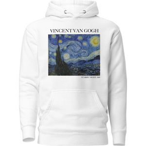 Vincent van Gogh 'Sterrennacht' (""Starry Night"") Beroemd Schilderij Hoodie | Unisex Premium Kunst Hoodie | Wit | L