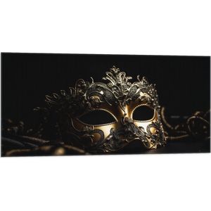 Vlag - Masker - Zwart - Goud - 100x50 cm Foto op Polyester Vlag