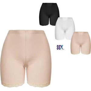 SOX Boxershort in Ultrazachte Katoen Dames met lange pijpen en kruisje Beige XL