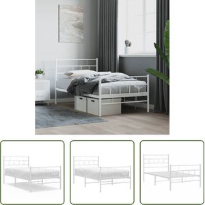 The Living Store Metalen Bedframe - Klassiek Design - Robuust - Extra opbergruimte - Wit - 207 x 112 x 90 cm