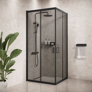 Badplaats Douchecabine Dakota 90 x 90 x 190 cm - Zwart - Douchewand met Schuifdeuren en Getint Glas