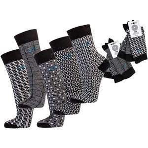 Herensokken 39-42 | voordeelbundel 6 paar | naadloze teensectie | grafische printjes