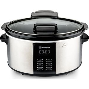 Westinghouse Slow Cooker met Uitneembare Keramische Pan 6 Liter - RVS - Warmhoudfunctie