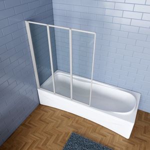 Badwand Bluebell 3-Delig 120X140 4Mm Helder Glas Mat Grijs