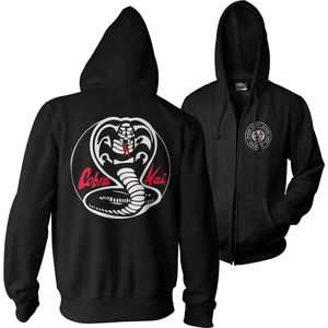 Cobra Kai White Patches Zipped Hoodie Black-S