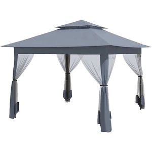 Trend24 Santa Barbara - Paviljoen - Partytent - Easy up partytent - Tuinpaviljoen - 3 x 3 m - Waterdicht - Incl. draagtas - Antraciet