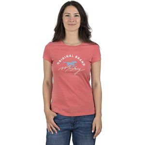 Mustang Dames T-Shirt Alexia C Logo slim fit Rood L Ronde Hals Volwassenen Basic T-shirt met korte mouwen en ronde hals gemaakt van 100% katoen