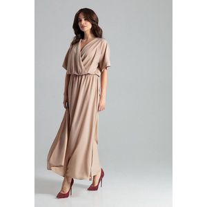 Beige Lange Kimono Mouwen Jurk