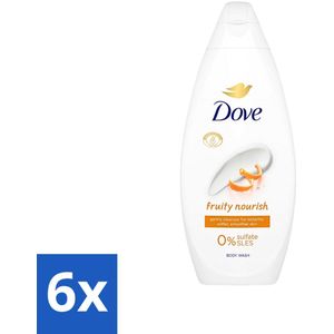 6 x Dove Fruity Nourish - Douchegel - Sulfaatvrij - 250 ml - Douchegel - Dove - Fruity Nourish - Hydraterend - Voedend