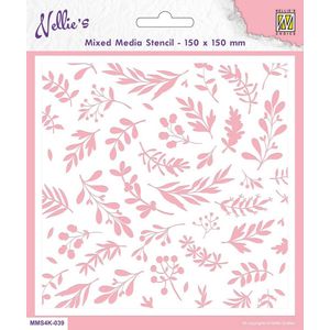 Nellie Snellen Stencil A6 Size Christmas Backgrounds Branches & Berries