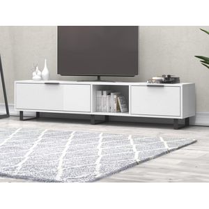 Vente-unique Tv-meubel met 2 deuren en 1 nis - Wit - MIDALIA L 180 cm x H 40 cm x D 35 cm