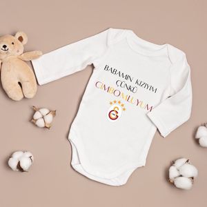 Baby romper met je favoriete turkse voetbalclubs Fenerbahce - Galatasaray - Besiktas - Trabzonspor - Maat 74 lange mouwen - Baby aankondiging