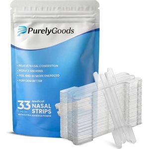 PurelyGoods® Neusstrips - 33 Neuspleisters - Neusspreider - Anti Snurk - Huidvriendelijk - Transparant