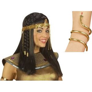 Verkleed accessoire setje Cleopatra - hoofdband en armband goud - Egypte thema party