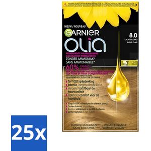 Garnier - Olia 8 - Haarkleuring - Lichtblond - Zonder Ammoniak - 60% Olie - Permanente Kleur - Bulkverpakking - 25 stuks