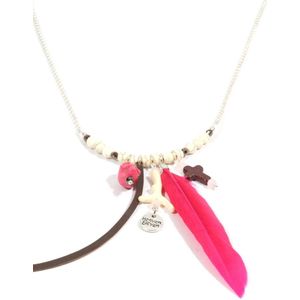 Heaven Eleven dames Ketting zilver plating - howliet - pink veer - kruisje