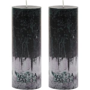 Riviera Maison - Kaarsen - Pillar Candle ECO black 7x18 - Zwart - Set van 2 Stuks
