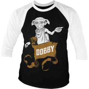 Harry Potter Raglan top -XL- Dobby Zwart/Wit