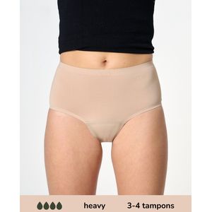 Moodies menstruatie & incontinentie ondergoed - Seamless High Waist Hiphugger - heavy kruisje - beige - maat S - period underwear