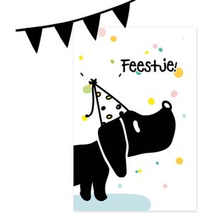 Luxe Uitnodiging Set met Jip de Teckel | 10 extra grote kaarten met envelop én leuke sluitsticker! | kinderfeestje | Kinderverjaardag | uitnodigingskaarten verjaardag | Planet Puk