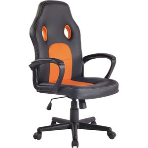 Bureaustoel - Bureaustoelen voor volwassenen - Design - In hoogte verstelbaar - Kunstleer - Oranje/zwart - 61x59x116 cm
