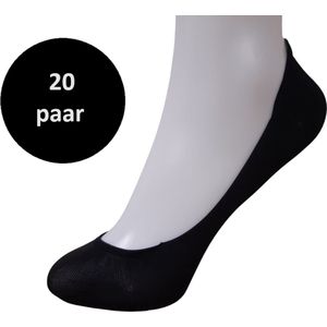 Breitex dames Kousenvoetjes - Footies 20 paar met siliconen band, zwart maat 39-42