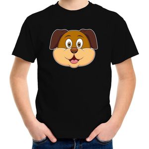 Cartoon hond t-shirt zwart voor jongens en meisjes - Kinderkleding / dieren t-shirts kinderen 110/116