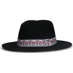 Sacha - Dames - Zwarte hoed met print ceintuur - Maat Onesize