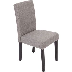 Set van 6 eetkamerstoelen Keukenstoel Littau ~ textiel, grijs, donkere poten