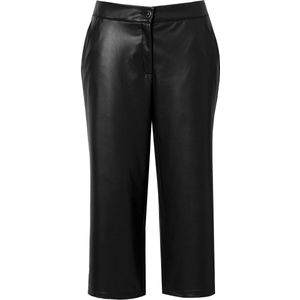 MIAMODA - Dames - Culotte wijde pijpen leerlook - Zwart - Maat 42