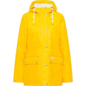 Mymo - Regenjas - Zonnig Geel - Met Imitatiebont Voering