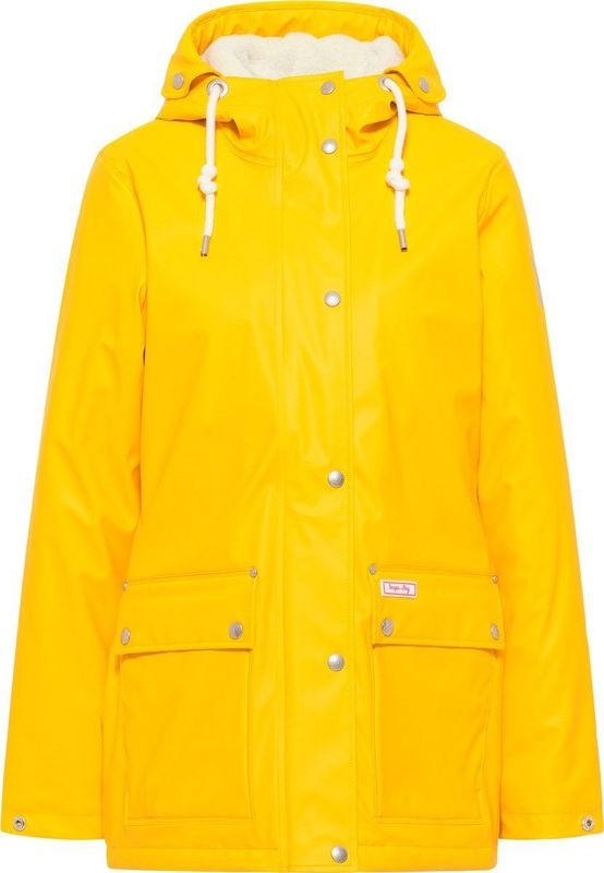 Mymo - Regenjas - Zonnig Geel - Met Imitatiebont Voering