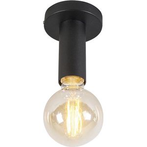 QAZQA Facil - Design Plafondlamp - 1 lichts - Ø 100 mm - Zwart - Woonkamer | Slaapkamer | Keuken