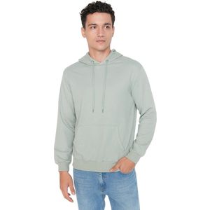 Trendyol Zwarte Regular-Cut Hoodie Met Capuchon En Lange Mouwen, Niet-Verhoogd Tmnaw20Sw0162