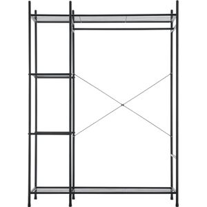 Kledingkast Open Eva - Kast - Zwart - Met 4 Planken - 150x110x40 cm - Staal Gepoedercoat - Minimalistisch Design