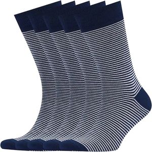 Herenkledingsokken, 5-pack geassorteerd patroon, effen, gestreept, argyle, gestippelde ronde sokken cadeau voor heren schoenmaat,Gestreept marineblauw