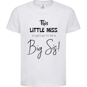 Shirt Aankondiging zwangerschap This little miss is going to be a Big Sis | korte mouw | Wit/zwart | maat 86/92 zwangerschap aankondiging bekendmaking Baby big sis sister Grote Zus