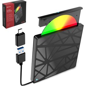 Quarum Externe DVD/CD Speler & Brander - Voor Laptop & MacBook - Data & Voeding via USB 3.0 of USB-C - Plug & Play - 0024