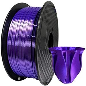 Zijde Paars PLA Filament 1.75mm 1KG 3D Printer Filament - 2.2Lb Spoel - Metallic Paars Filament - PLA 3D Printmaterialen - CC3D Zijdeachtige Glanzende Donker Violet PLA Filament