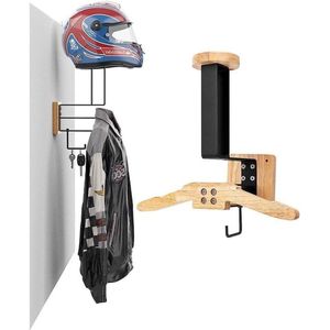 Nordivar - Wandgemonteerde motorhelmhouder voor helm en motorjas - Wandhouder voor opbergen motor- en fietsaccessoires