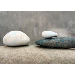 Dibond - Zen - Steen / stenen in wit / beige / bruin  - 80 x 120 cm.