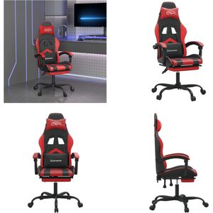 vidaXL Gamestoel draaibaar met voetensteun kunstleer zwart en rood - Gamingstoel - Gamingstoelen - Televisiestoel - Racingstoel