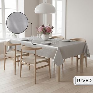 Raved Kerst Tafelzeil - Metallic Zilver  140 cm x  140 cm - PVC - Afwasbaar
